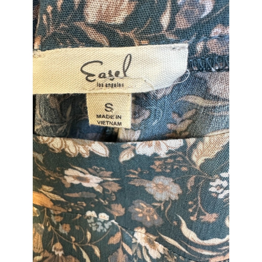 Easel Wide Leg Ruffle Pull On Elastic Waist Pant Floral Small Boho Beachy Resort - Picture 10 of 16